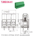 통신 피치 10.16 밀리미터 PCB 스크롤 단자 블록 57A 2-16 막대기