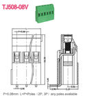 유로 타입 PCB 스크루 터미널 블록 300V 15A 녹색 5.08mm 피치 청동