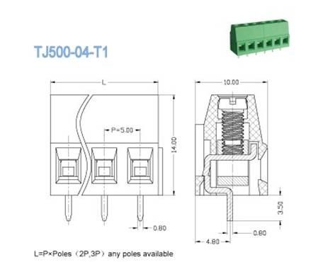 5.0mm Pcb 끝 구획 연결관 10A 녹색 PA66 고급장교 300V 2-28 폴란드