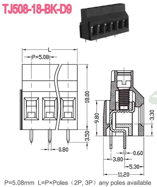 5.08mm 300V 10A PA66 PCB 터미널 블록 자동 제어용 유로 타입 상승 시리즈