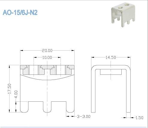 M5고 전류 단자 블록 부속물, 80A PCB 전자 부품 10x10.5mm