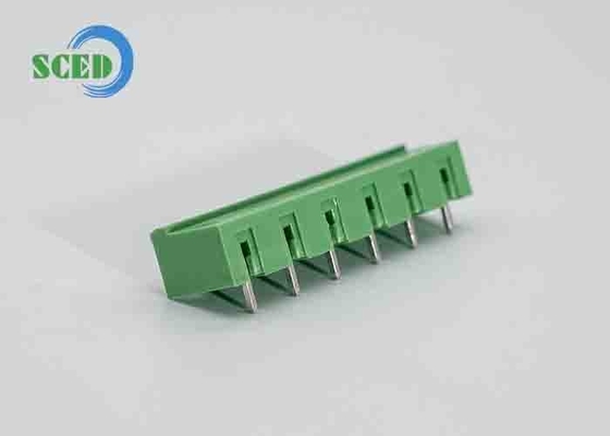 녹색 PCB 플러그 인 터미널 블록 전기 7.62mm PA66 300V 18A 청동 터미널